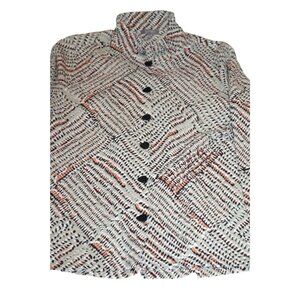 Habitat Crinkle Button Shirt Top L Lagenlook Abstract Artsy Minimalist